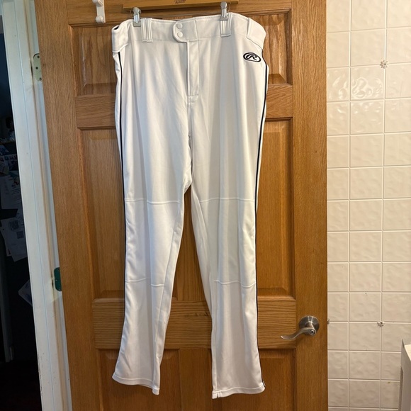 Rawlings Men's White Black Stripe Baseball Pants Size 2XL XXL 42X36 Semi-Relaxed - Picture 1 of 5